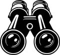 Binoculars - black and white isolated icon - vector illustration