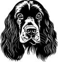 Cocker spaniel - black and white vector illustration Royalty Free Stock Photo