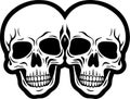 Skulls - black and white isolated icon - vector illustration Royalty Free Stock Photo