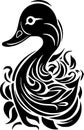 Duck - black and white vector illustration Royalty Free Stock Photo