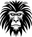 Baboon - black and white vector illustration