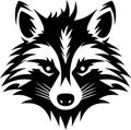 Raccoon - black and white isolated icon - vector illustration