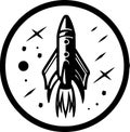 Rocket - black and white isolated icon - vector illustration Royalty Free Stock Photo