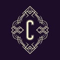 Elegant monogram design with letter C. Business emblem, glamour badge, vintage initial label template