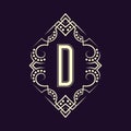 Elegant monogram design with letter D. Business emblem, glamour badge, vintage initial label template