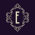Elegant monogram design with letter E. Business emblem, glamour badge, vintage initial label template