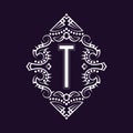 Elegant monogram design with letter T. Business emblem, glamour badge, vintage initial label template