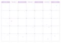 Elegant monthly planner calendar cute table flat