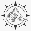 Elegant mountain and compass symbol illustration Royalty Free Stock Photo