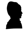 Elegant Muslim lady head with a scarf. Beautiful female face in profile. Silhouette muslim woman in profile wearing a Royalty Free Stock Photo