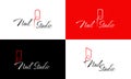 Elegant nail studio logo set