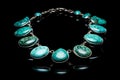 Elegant necklace adorned with close-up, large turquoise stones Royalty Free Stock Photo