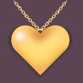 Elegant necklace with golden heart and ring chain