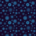 Elegant neon blue snowflakes of various styles