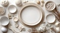 Elegant, neutral-toned tableware arrangement Royalty Free Stock Photo