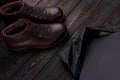 Elegant new brown shoes Royalty Free Stock Photo