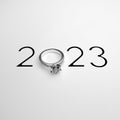 Elegant 2023 New Year design template with luxury diamond engagement ring.