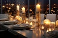 Elegant New Years Eve dinner table setting with Royalty Free Stock Photo