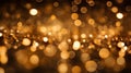 Gilded Festivities: Golden Bokeh Lights on Black Christmas Background