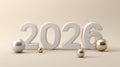 Elegant 2026 numbers with festive metallic spheres Royalty Free Stock Photo