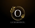 Elegant O Letter Floral Design. Circle Luxury O Gold Logo Icon Royalty Free Stock Photo