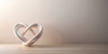 Elegant off-white intertwined heart shape on light wood surface against a neutral backdrop. Generative AI Royalty Free Stock Photo