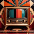 Elegant old television, vintage retro art deco style illustration