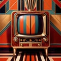 Elegant old television, vintage retro art deco style illustration