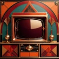 Elegant old television, vintage retro art deco style illustration