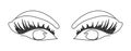 Elegant one-line sketch of women eyes. Drawing of a woman`s face in a minimalist style. Fashionable illustration for print