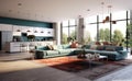 an elegant open space living room of modern house interior Royalty Free Stock Photo