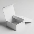 Open White Gift Box with Lid Resting Beside it on a White Surface present packaging Royalty Free Stock Photo