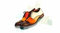 Elegant Orange Shoes: A Spare And Masculine Drawing Illustration