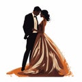 Elegant Orange Tuxedo Silhouette For Wedding Attire Vector