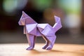 Elegant Origami Cat Sculpture. Generative AI.