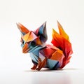 Elegant Origami Masterpieces: Vibrant Animals, Plants, and Geometric Designs on a Minimalistic Wooden Platform