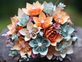 Elegant Origami Paper Flower Bouquet Royalty Free Stock Photo