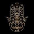 Elegant ornate hand drawn Hamsa. Hand of Fatima.