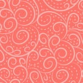 Coral elegant swirls vector seamless pattern