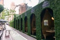 Elegant Outdoor Dining Area along a Street at a Fancy Restaurant in Midtown Manhattan during the Covid-19 Pandemic in NYC Royalty Free Stock Photo