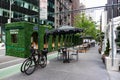 Elegant Outdoor Dining Area along a Street at a Fancy Restaurant in Midtown Manhattan during the Covid-19 Pandemic in NYC Royalty Free Stock Photo