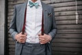 Elegant outfit of the groom ready for the wedding Royalty Free Stock Photo
