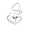 Elegant outline drawing of Christmas monster, vector illustration