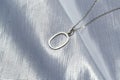 Elegant oval pendant on neck chain Royalty Free Stock Photo