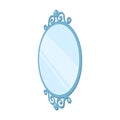An elegant, oval-shaped mirror. Interior single icon in cartoon style Isometric vector symbol stock illustration web.