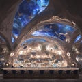 Elegant Oyster Bar Illuminated by Stellar Ceiling