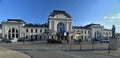 Elegant panorama view of old art deco central railway station in Tarnow, southern Poland.