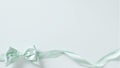 Elegant pastel green silk bow on light gray background Royalty Free Stock Photo