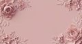 Elegant pastel pink floral relief background with decorative corner elements and central copy space Royalty Free Stock Photo