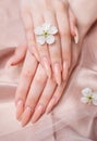 Elegant pastel pink natural manicure
